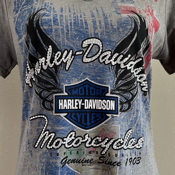 Harley-Davidson Tops - HARLEY-DAVIDSON Patriotic Rhinestone Bling Tee